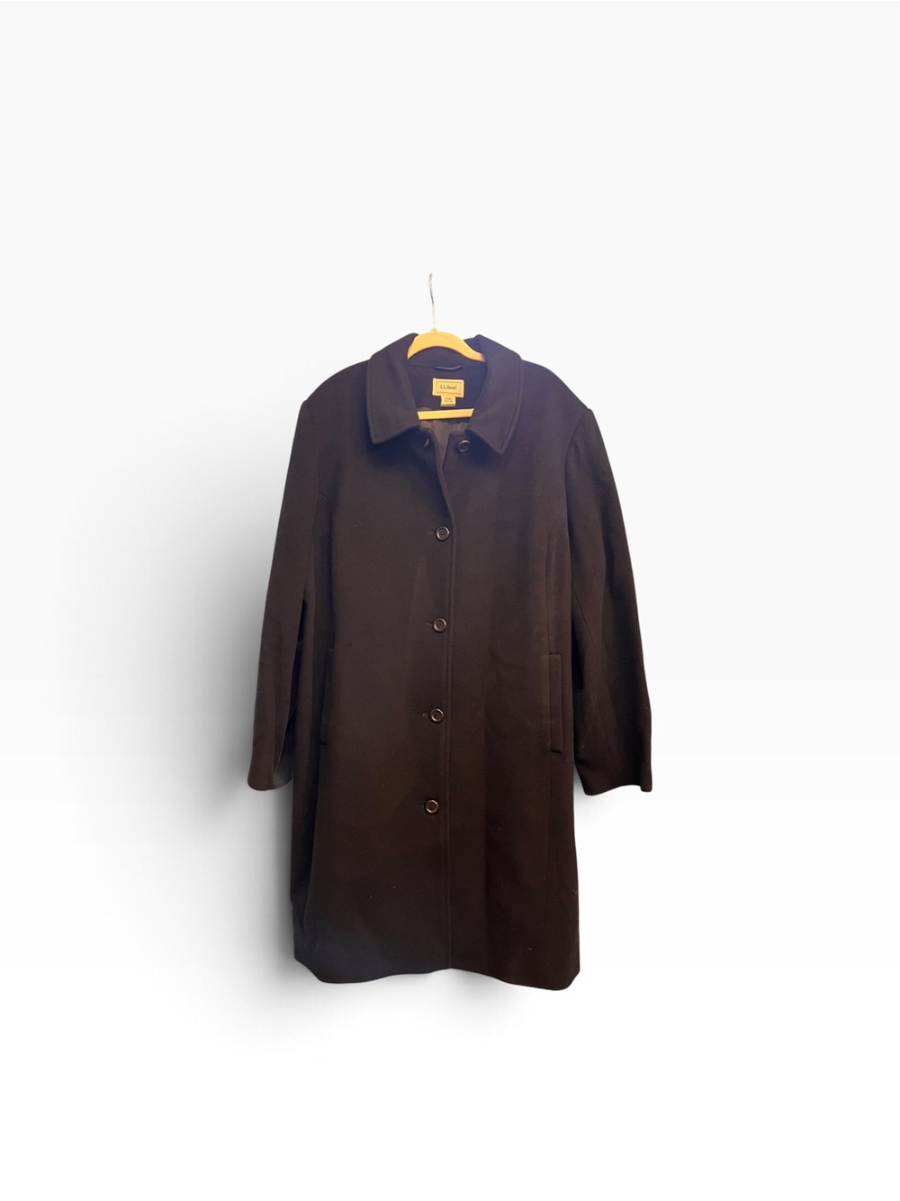 Vintage L.L. Bean Women's 3X Black Wool Single Breasted overcoat Classic Winter